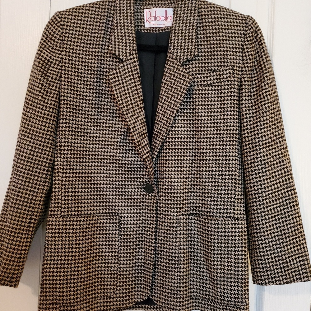 Houndstooth Oversized Boyfriend Vintage Blazer